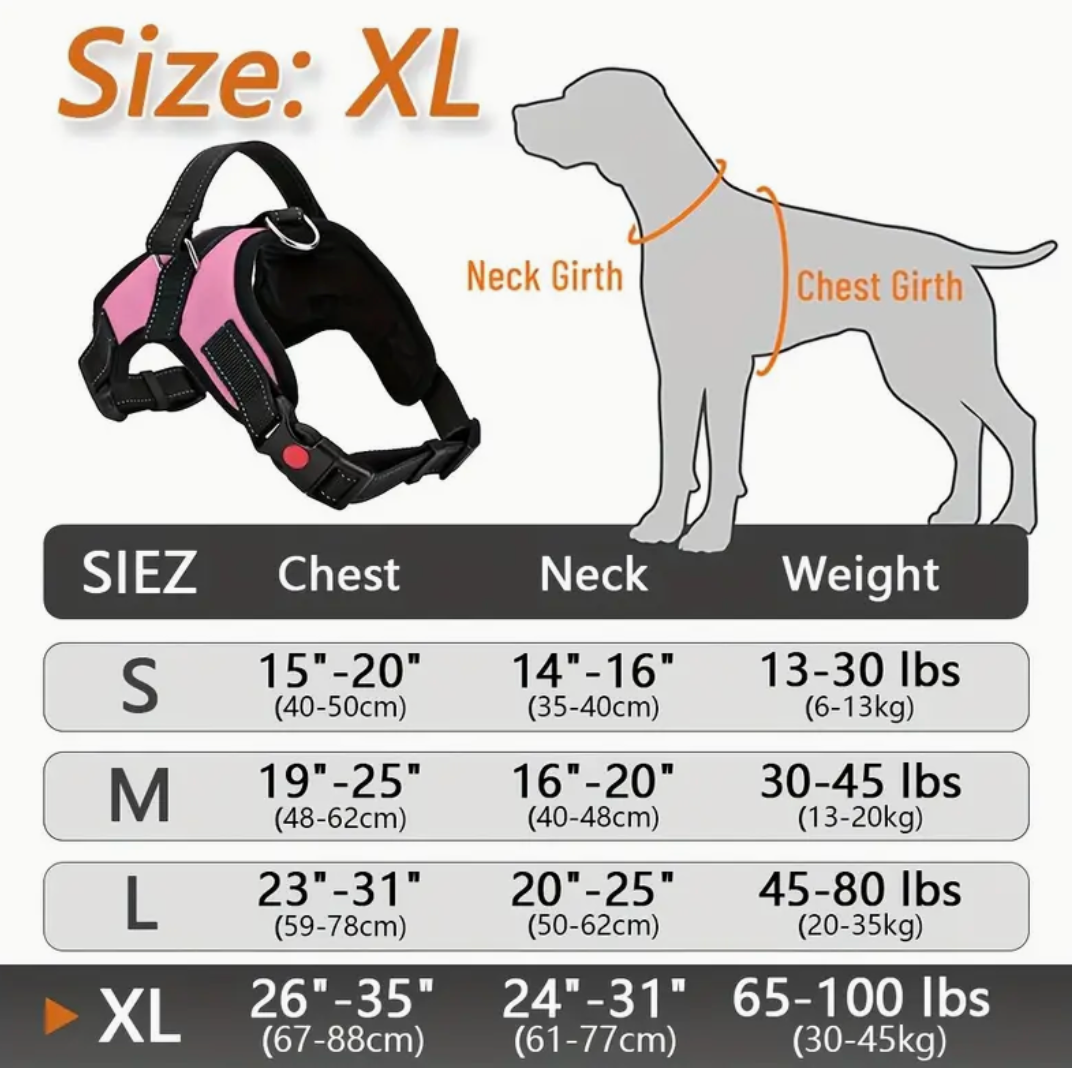 Doglee No-Pull Reflective Adjustable Dog Harness with Handle – XS to XL Sizes