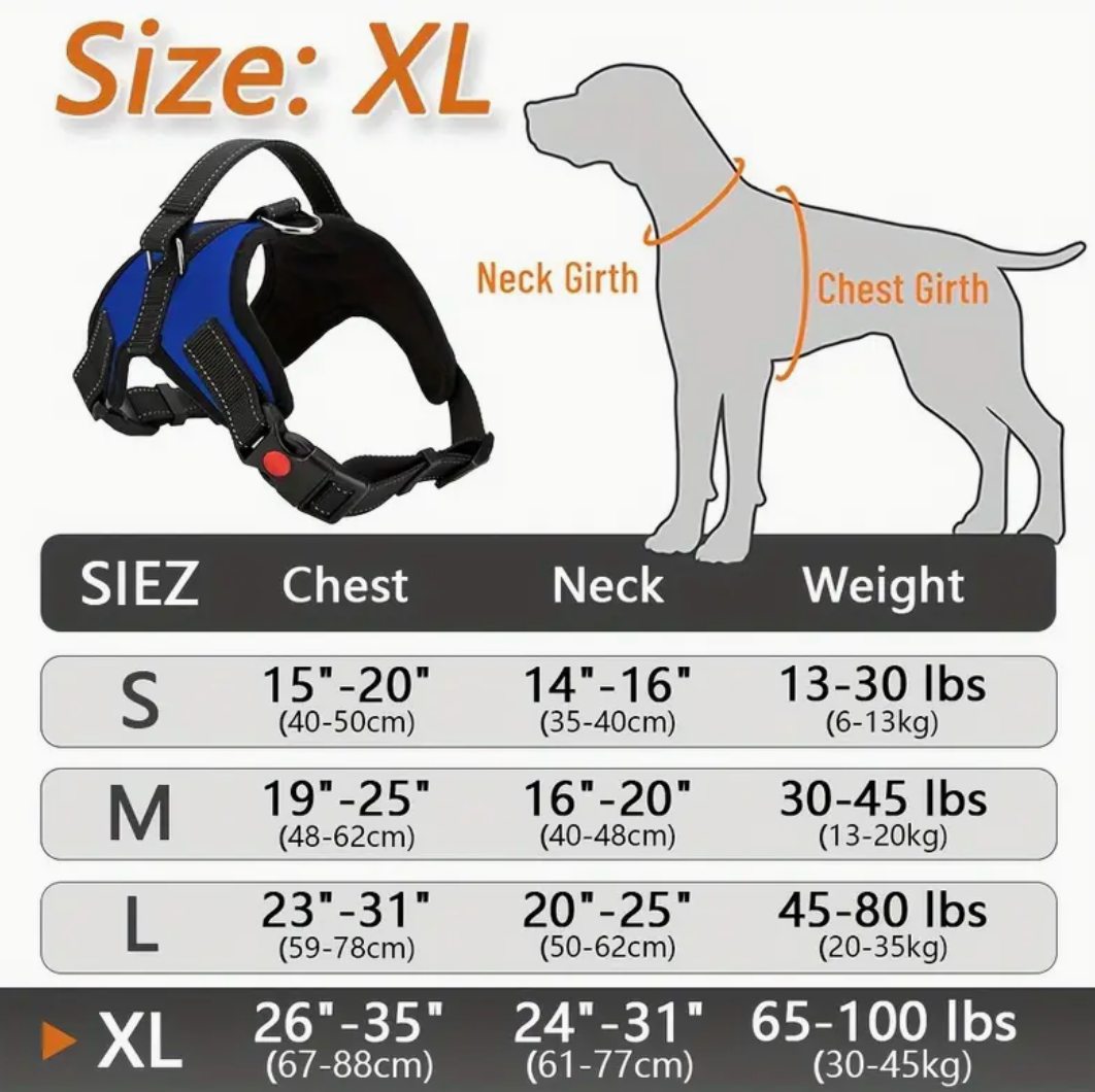 Doglee No-Pull Reflective Adjustable Dog Harness with Handle – XS to XL Sizes