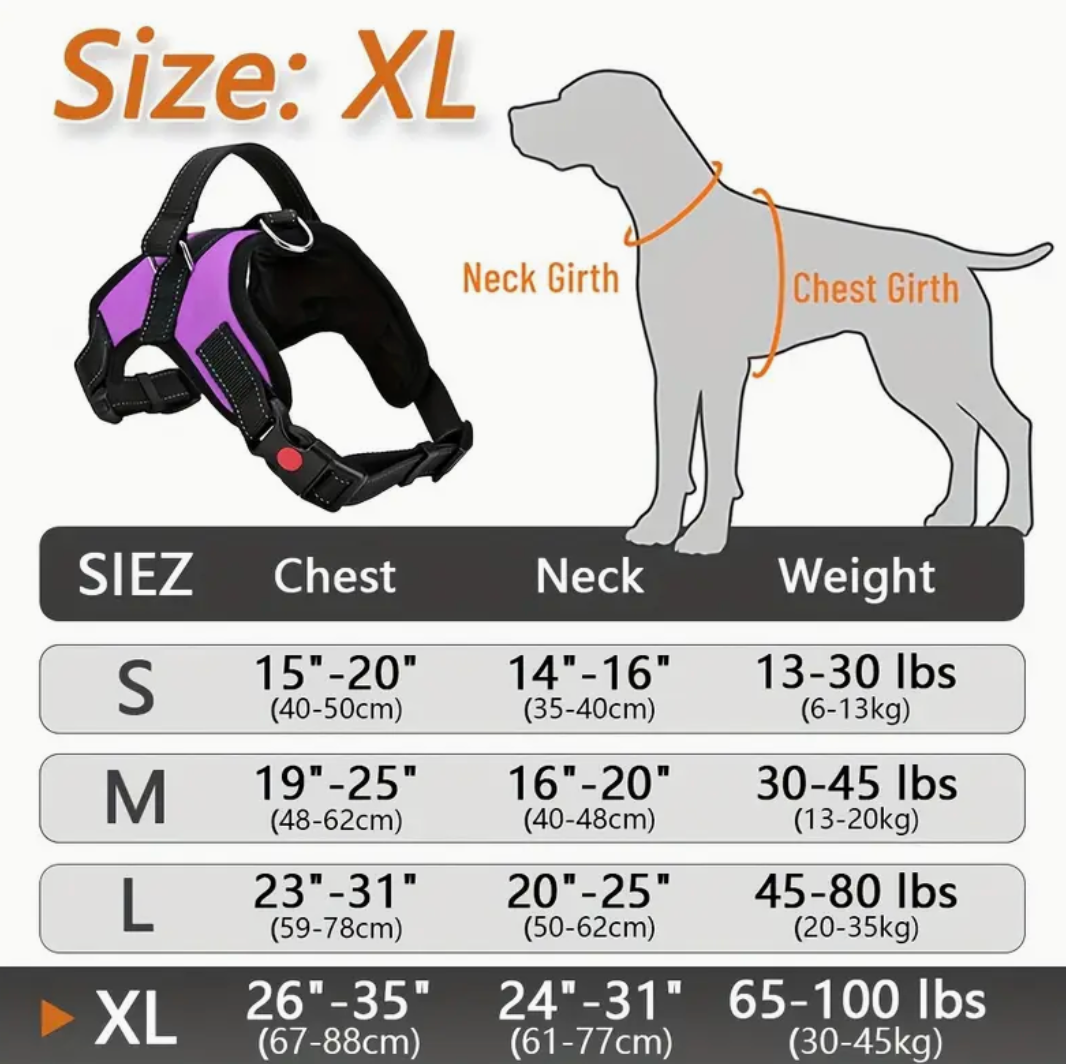 Doglee No-Pull Reflective Adjustable Dog Harness with Handle – XS to XL Sizes