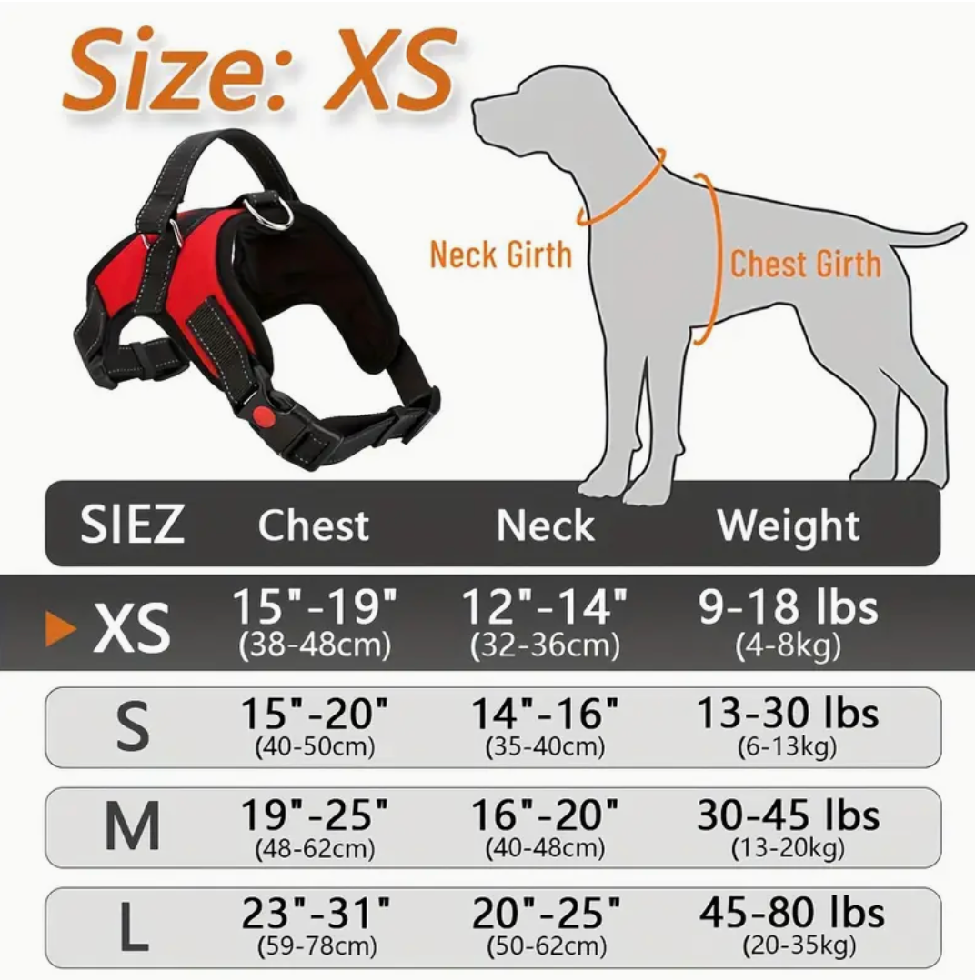 Doglee No-Pull Reflective Adjustable Dog Harness with Handle – XS to XL Sizes
