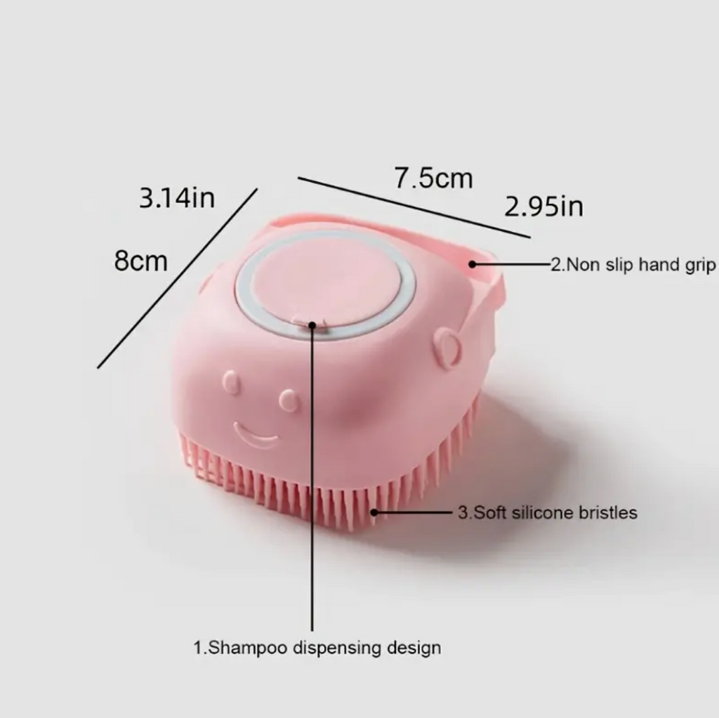 Soft Dog Shampoo Massager Bath Brush – Gentle Pet Grooming with Detachable Head & Soft Bristles