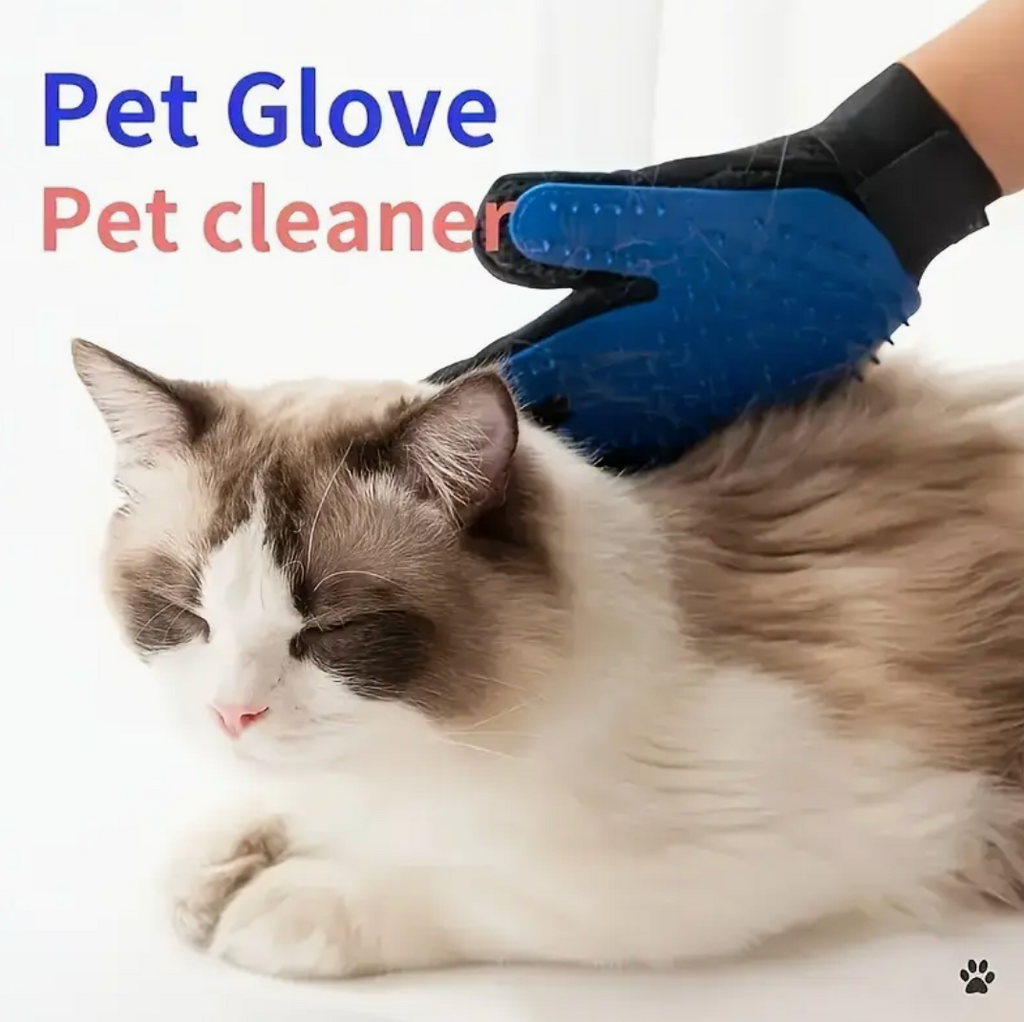 Pet Grooming Gloves – Gentle Deshedding Brush for Dogs & Cats with Five-Finger Design