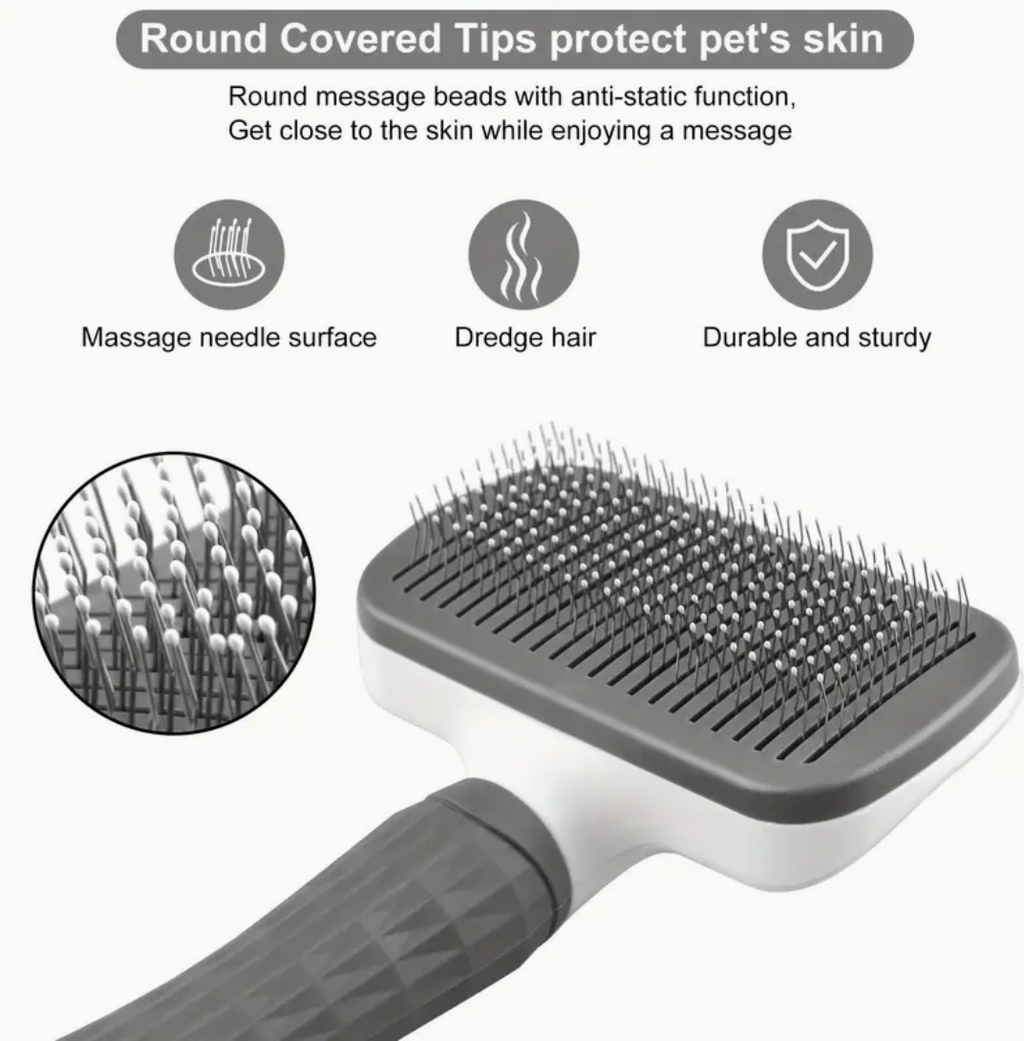 Professional Pet Massage Comb & Brush – One-Click Undercoat Remover for Dogs & Cats