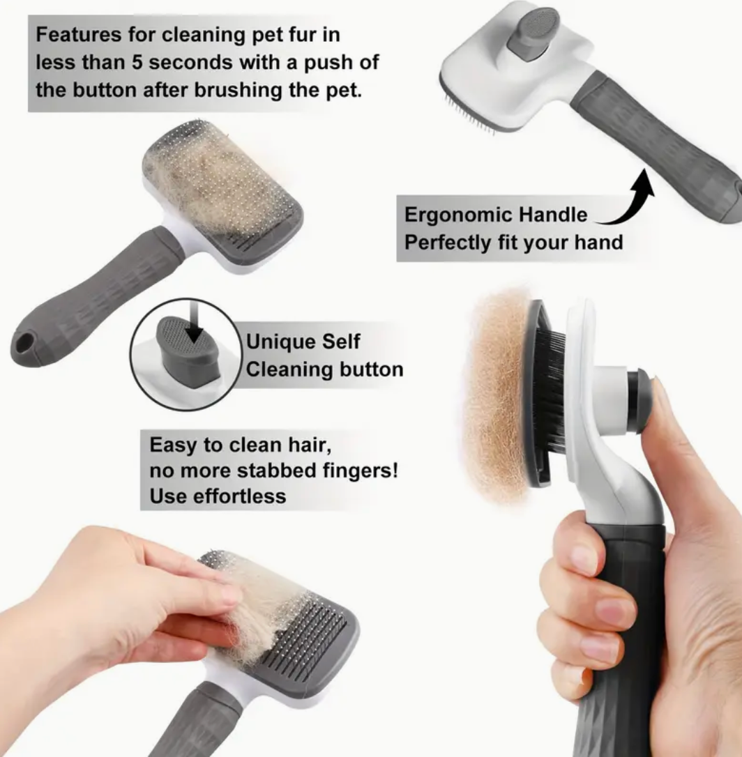 Professional Pet Massage Comb & Brush – One-Click Undercoat Remover for Dogs & Cats