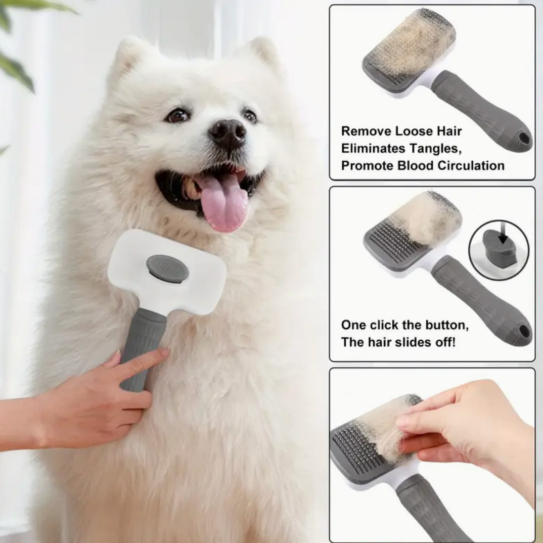 Professional Pet Massage Comb & Brush – One-Click Undercoat Remover for Dogs & Cats