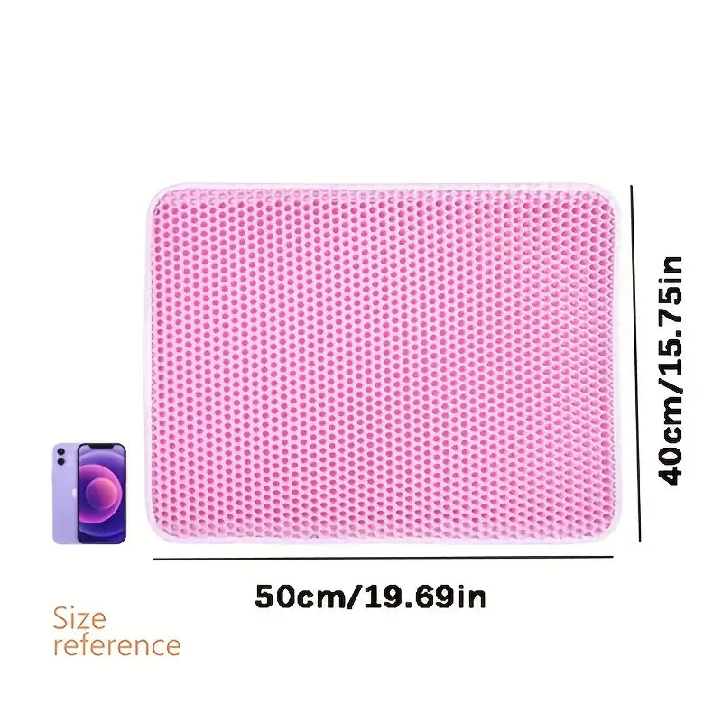 Honeycomb Double-Layer Cat Litter Mat – Waterproof, Odor-Control & Washable