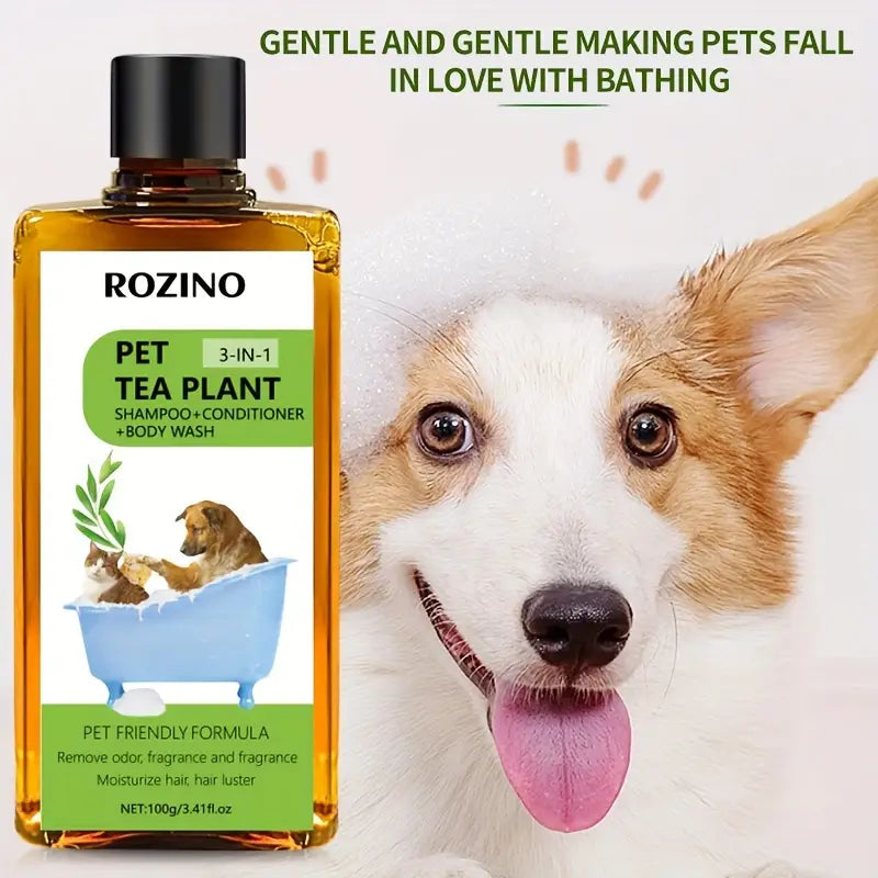 3-in-1 Natural Tea Tree Essence Pet Shampoo & Conditioner – Enhances Shine, Softens Fur, Reduces Shedding