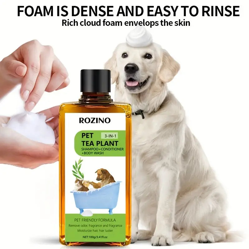 3-in-1 Natural Tea Tree Essence Pet Shampoo & Conditioner – Enhances Shine, Softens Fur, Reduces Shedding