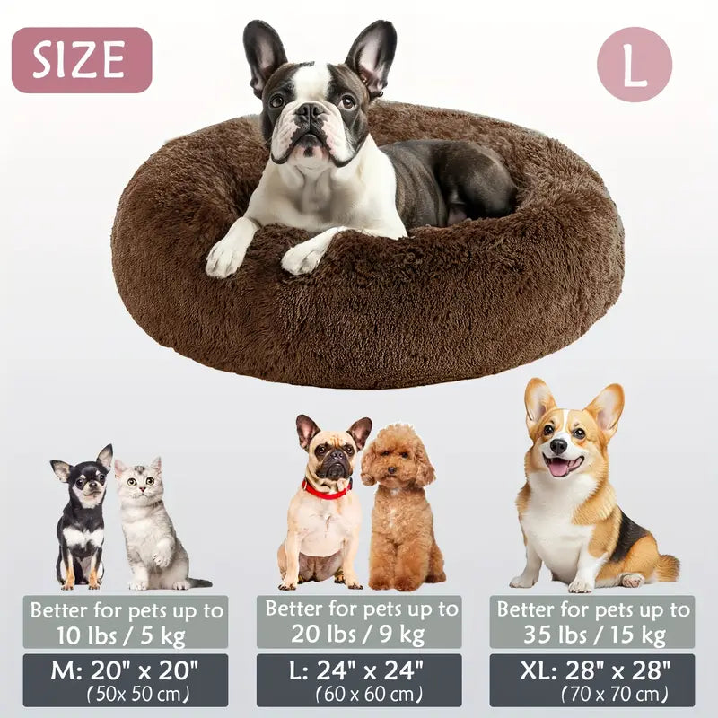 Calming Donut Cuddler Pet Bed – Plush, Cozy & Anti-Anxiety Bed for Dogs & Cats (S-3XL)