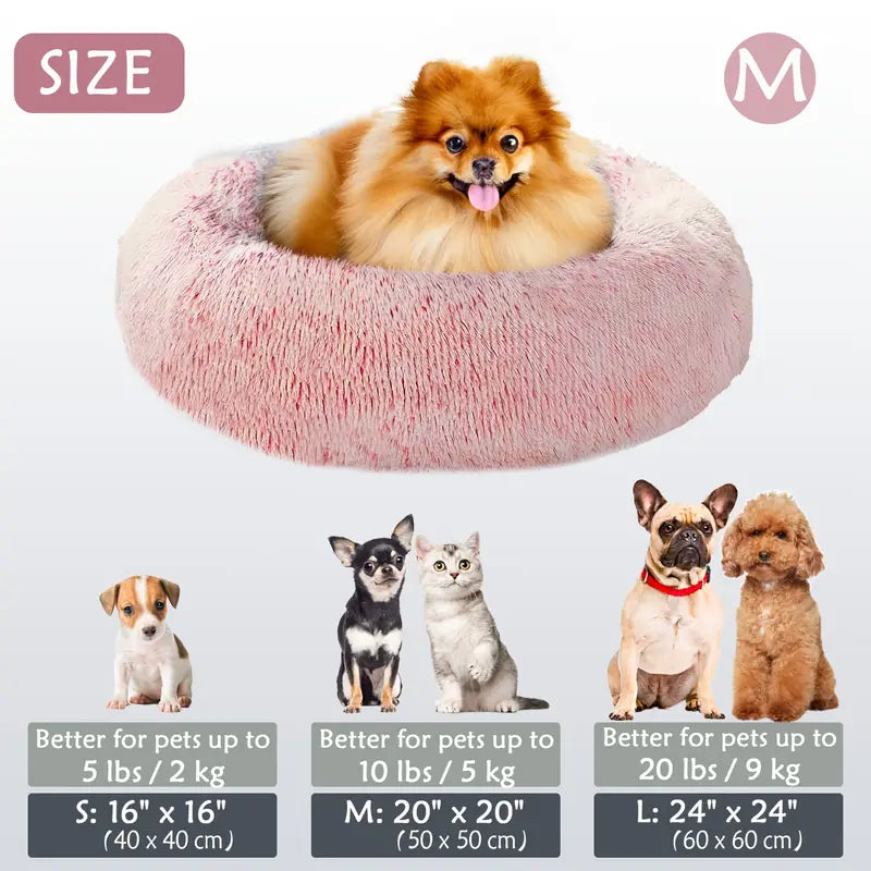 Calming Donut Cuddler Pet Bed – Plush, Cozy & Anti-Anxiety Bed for Dogs & Cats (S-3XL)