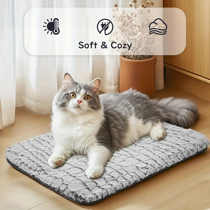 Extra Warm Thermal Cat & Dog Bed Mat – Ultra Soft, Washable Pad with Non-Slip Bottom & Removable Cover (S & M)