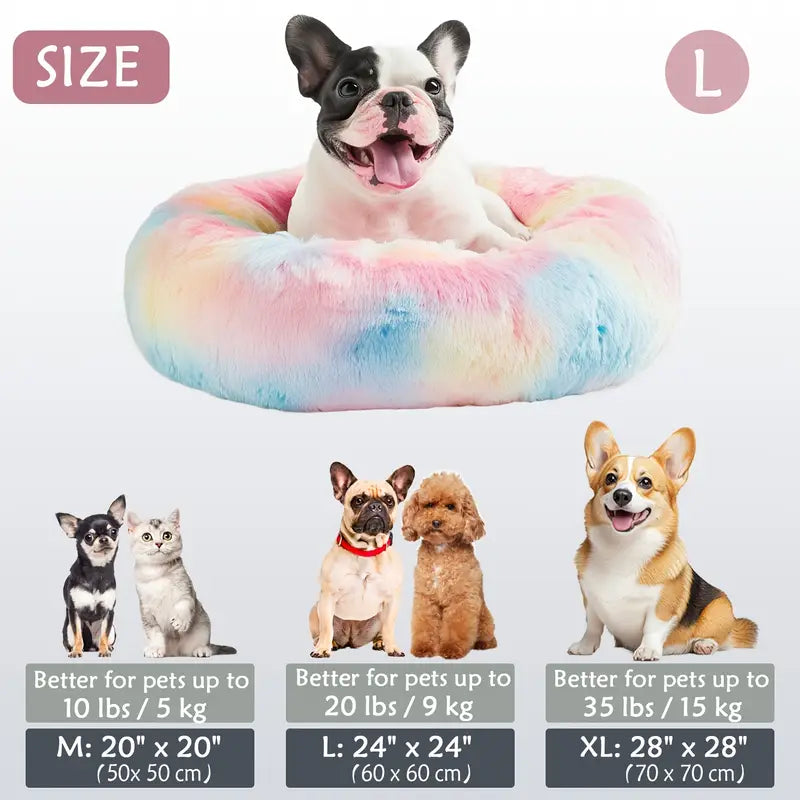 Calming Donut Cuddler Pet Bed – Plush, Cozy & Anti-Anxiety Bed for Dogs & Cats (S-3XL)