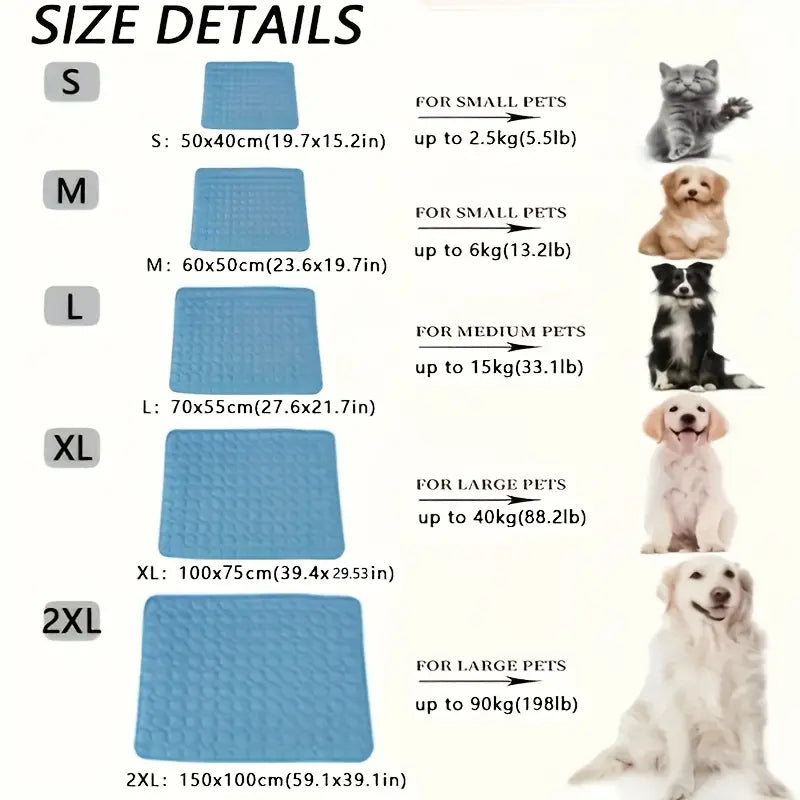 BEIYU PET Cooling Mat for Dogs & Cats – Breathable Washable Summer Comfort Pad (XS - XXL)