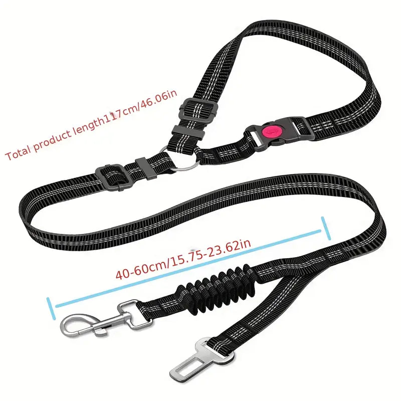 2-in-1 Adjustable Pet Car Seat Belt & Safety Harness – For Small, Medium & Large Dogs
