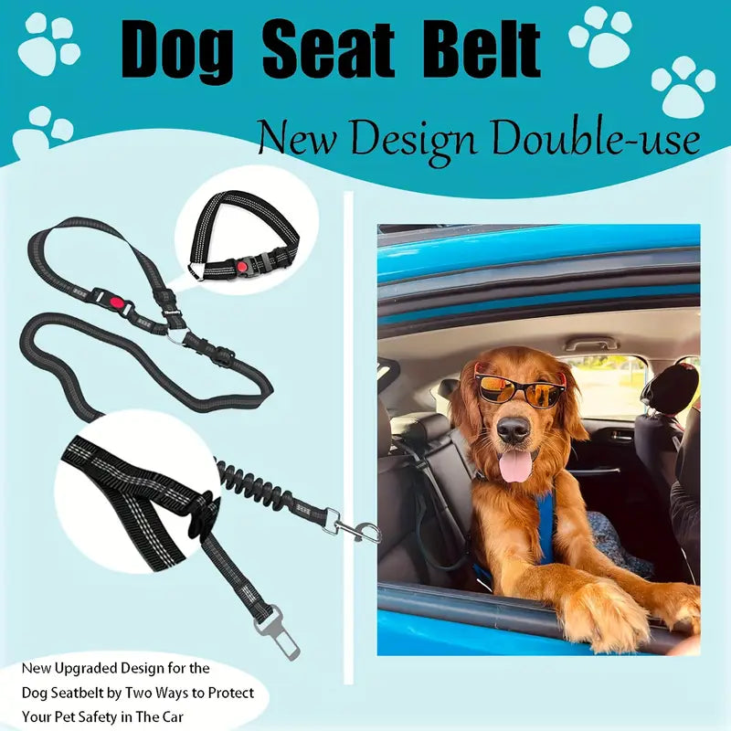 2-in-1 Adjustable Pet Car Seat Belt & Safety Harness – For Small, Medium & Large Dogs