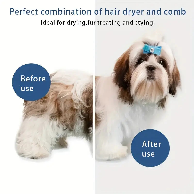 Professional 3-Speed Pet Grooming Blow Dryer & Brush for Cats and Dogs – 3 Blowing Modes, 220-240V Type-C Plug