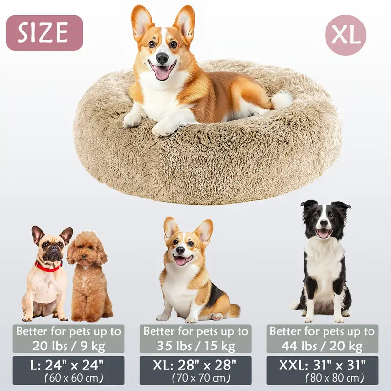 Calming Donut Cuddler Pet Bed – Plush, Cozy & Anti-Anxiety Bed for Dogs & Cats (S-3XL)