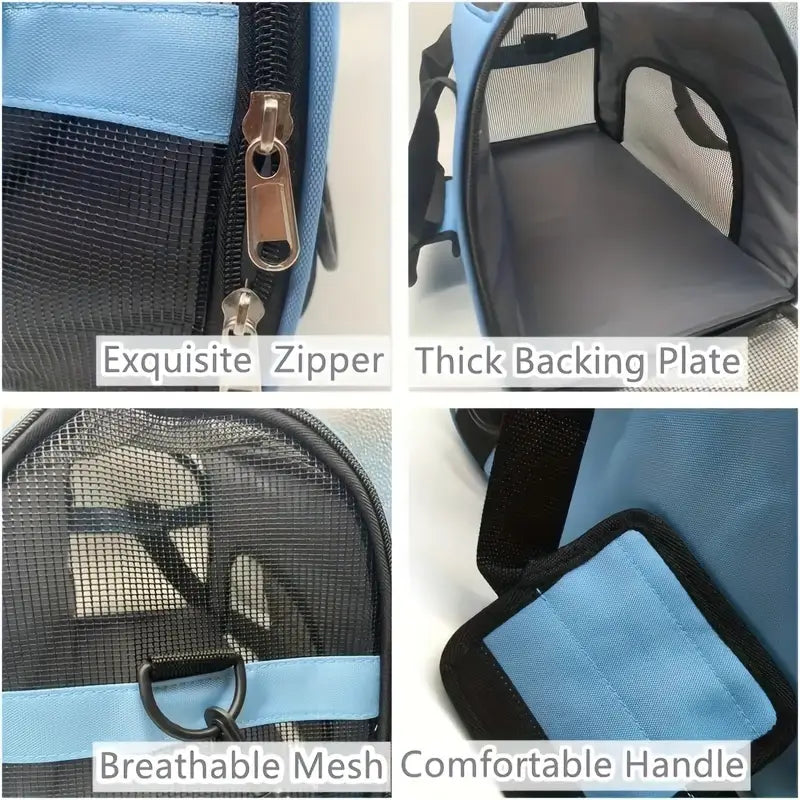Portable Pet Carrier for Cats & Dogs – Airline-Approved Foldable Travel Bag (S - L)