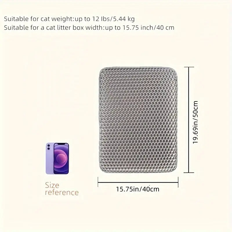 Honeycomb Double-Layer Cat Litter Mat – Waterproof, Odor-Control & Washable