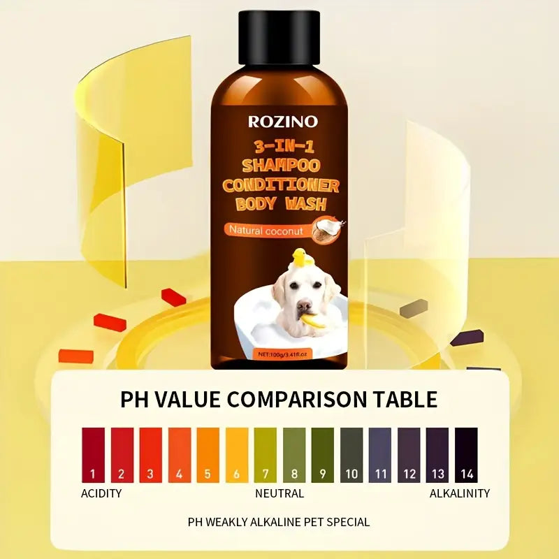 ROZINO Coconut Essence 3-in-1 Pet Shampoo, Conditioner & Body Wash – Gentle Coconut Milk Formula for Dogs & Cats