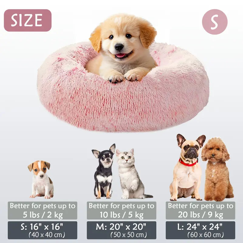 Calming Donut Cuddler Pet Bed – Plush, Cozy & Anti-Anxiety Bed for Dogs & Cats (S-3XL)