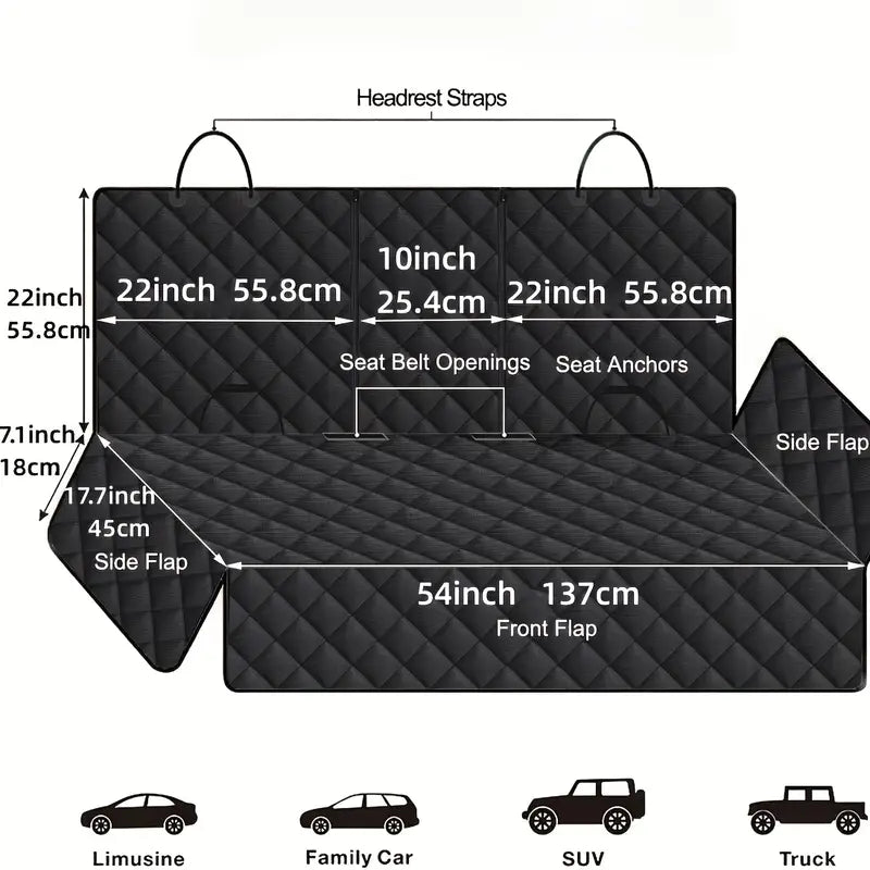Dog Car Seat Cover – Non-Slip Backseat Protector for Dogs, Universal Fit for Cars, Trucks & SUVs