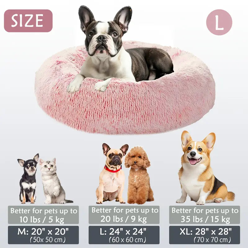 Calming Donut Cuddler Pet Bed – Plush, Cozy & Anti-Anxiety Bed for Dogs & Cats (S-3XL)