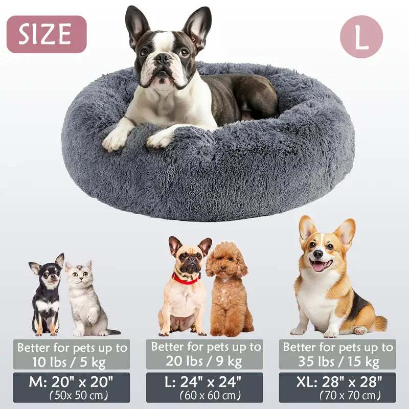 Calming Donut Cuddler Pet Bed – Plush, Cozy & Anti-Anxiety Bed for Dogs & Cats (S-3XL)