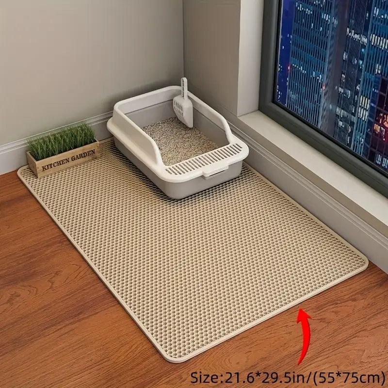 Honeycomb Double-Layer Cat Litter Mat – Waterproof, Odor-Control & Washable
