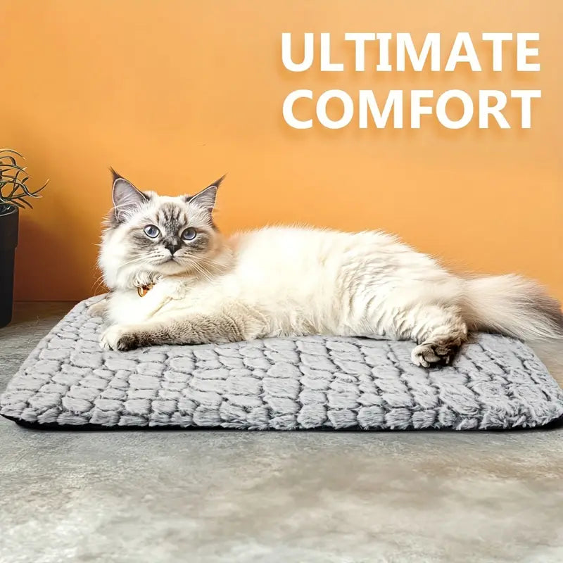 Extra Warm Thermal Cat & Dog Bed Mat – Ultra Soft, Washable Pad with Non-Slip Bottom & Removable Cover (S & M)