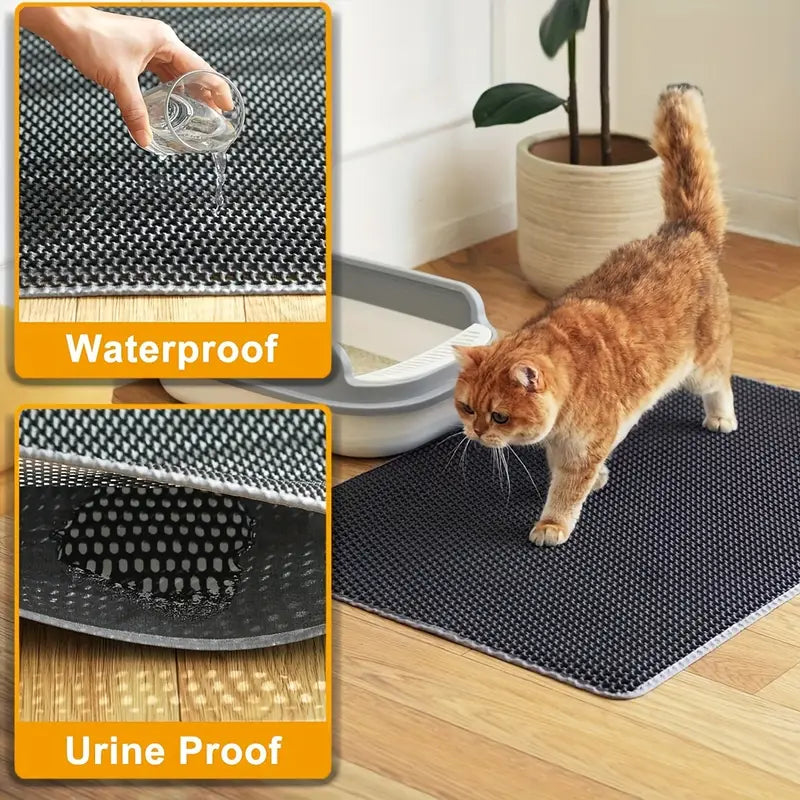 Honeycomb Double-Layer Cat Litter Mat – Waterproof, Odor-Control & Washable