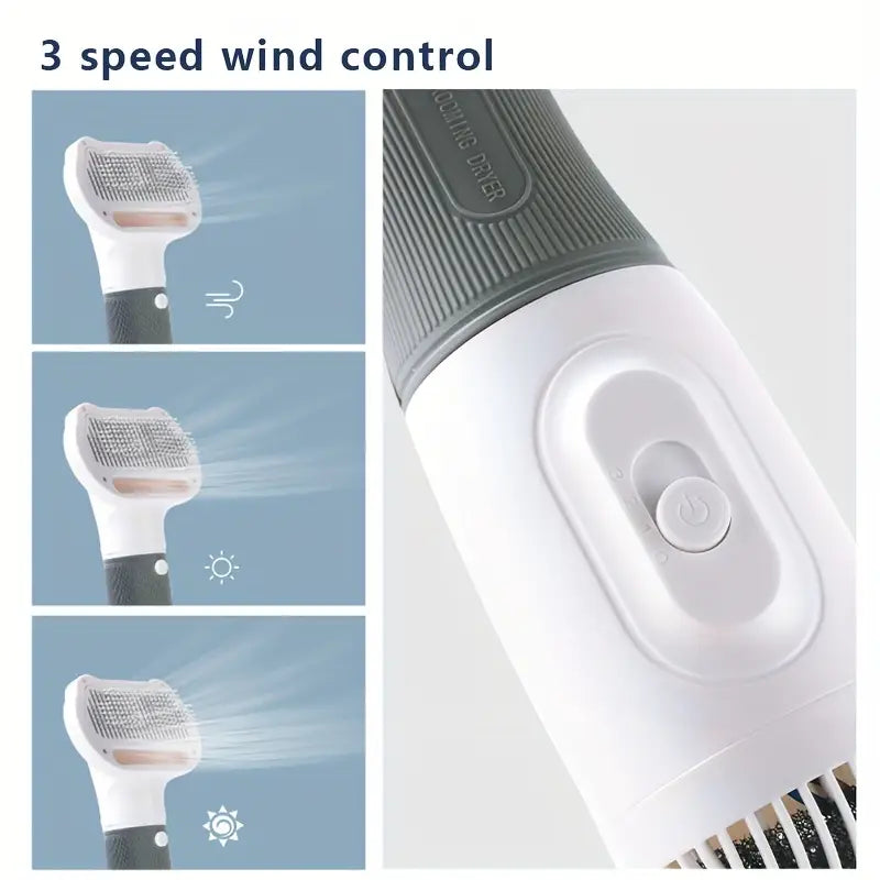 Professional 3-Speed Pet Grooming Blow Dryer & Brush for Cats and Dogs – 3 Blowing Modes, 220-240V Type-C Plug