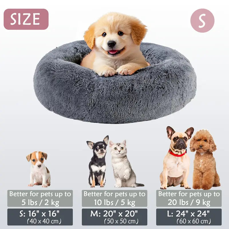 Calming Donut Cuddler Pet Bed – Plush, Cozy & Anti-Anxiety Bed for Dogs & Cats (S-3XL)