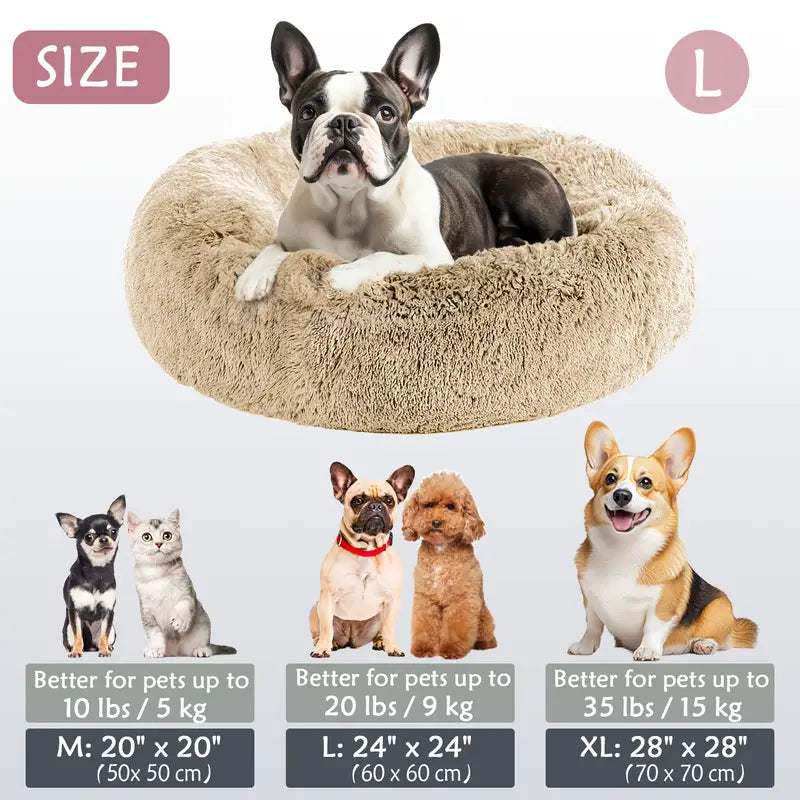 Calming Donut Cuddler Pet Bed – Plush, Cozy & Anti-Anxiety Bed for Dogs & Cats (S-3XL)