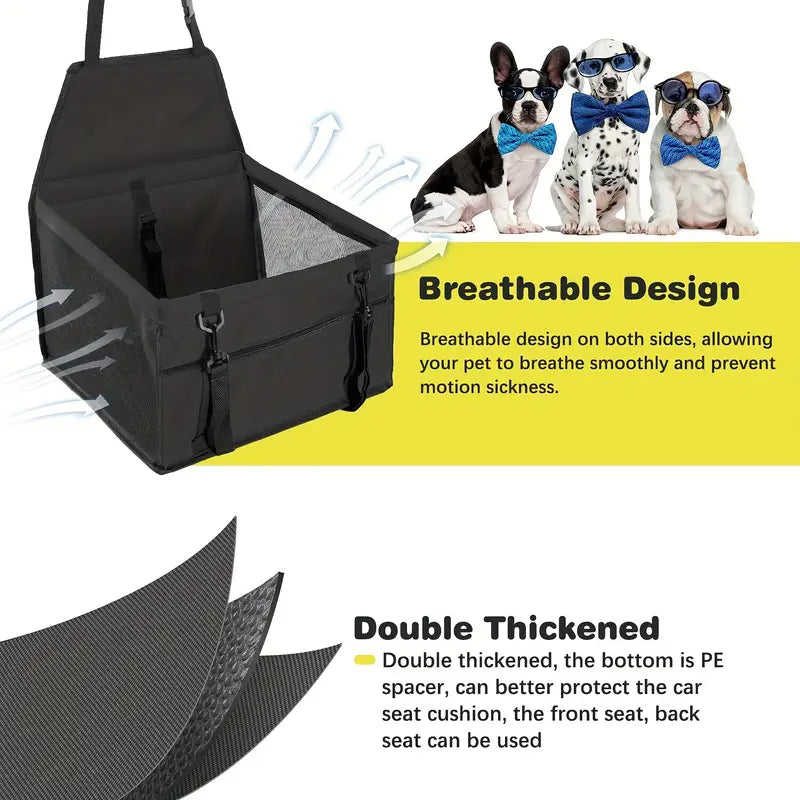 Reinforced Pet Car Booster Seat – Safe & Stable Travel Carrier for Dogs & Cats with Safety Belt