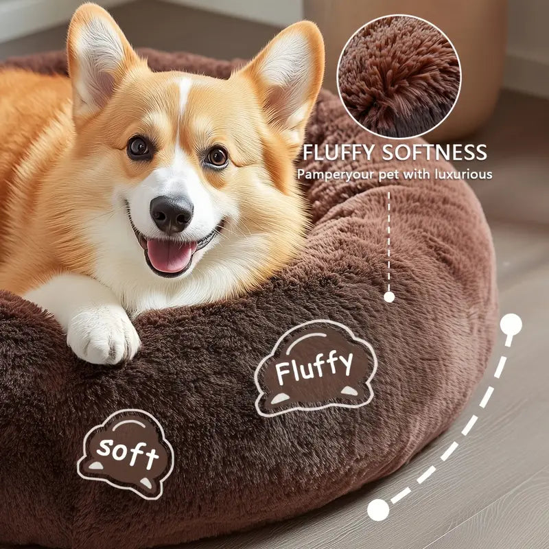 Calming Donut Cuddler Pet Bed – Plush, Cozy & Anti-Anxiety Bed for Dogs & Cats (S-3XL)