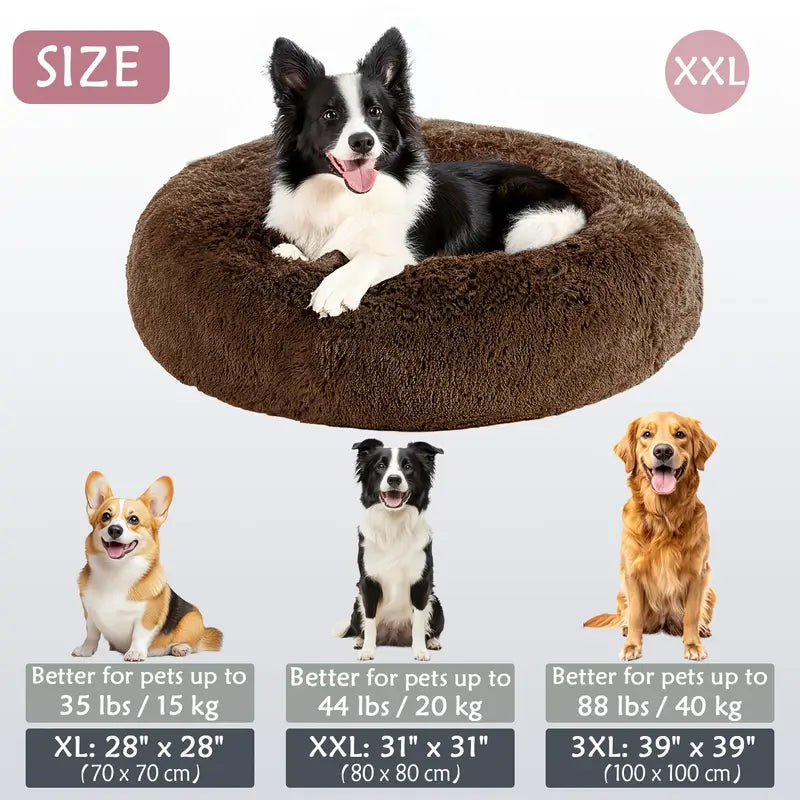 Calming Donut Cuddler Pet Bed – Plush, Cozy & Anti-Anxiety Bed for Dogs & Cats (S-3XL)