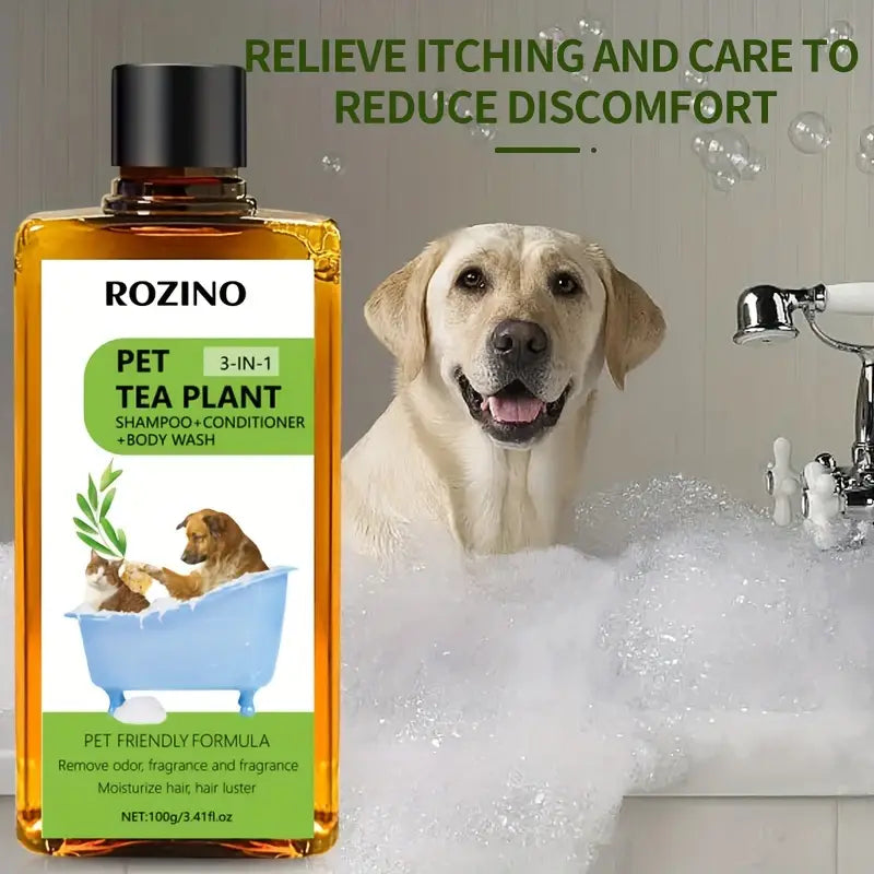 3-in-1 Natural Tea Tree Essence Pet Shampoo & Conditioner – Enhances Shine, Softens Fur, Reduces Shedding