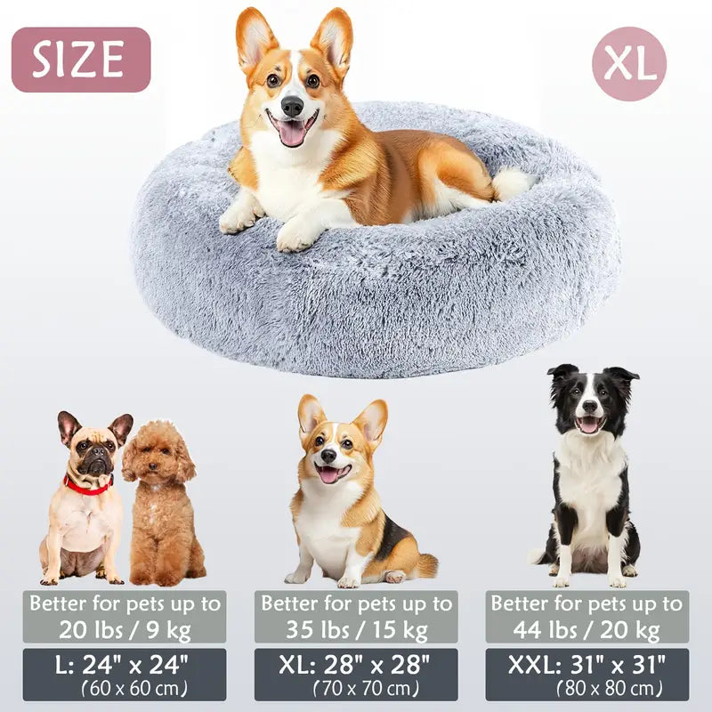 Calming Donut Cuddler Pet Bed – Plush, Cozy & Anti-Anxiety Bed for Dogs & Cats (S-3XL)