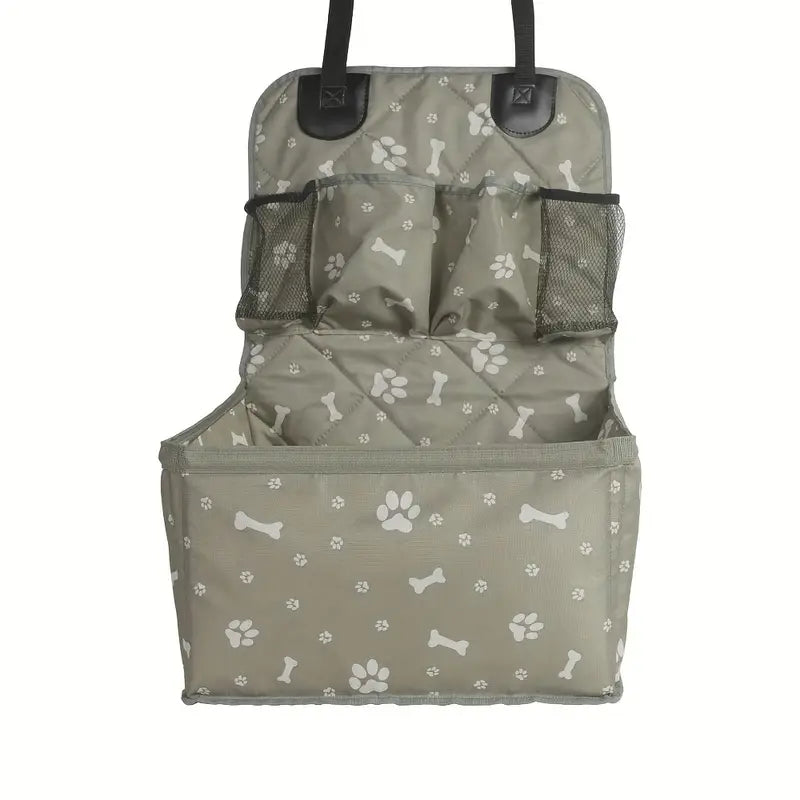 Durable Polyester Car Front Seat Dog Basket with Side Pockets & Seat Belt Cover
