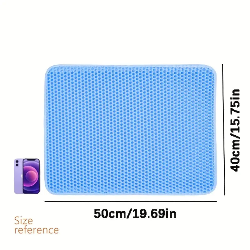 Honeycomb Double-Layer Cat Litter Mat – Waterproof, Odor-Control & Washable