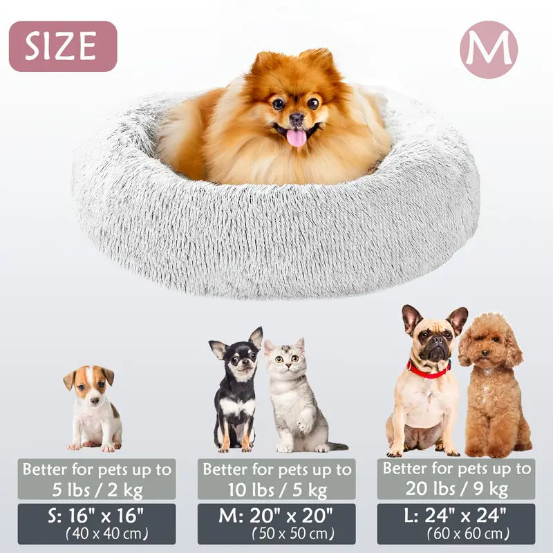 Calming Donut Cuddler Pet Bed – Plush, Cozy & Anti-Anxiety Bed for Dogs & Cats (S-3XL)