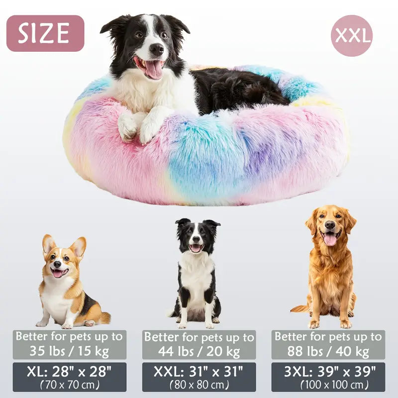 Calming Donut Cuddler Pet Bed – Plush, Cozy & Anti-Anxiety Bed for Dogs & Cats (S-3XL)