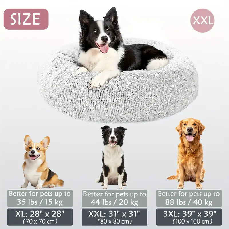 Calming Donut Cuddler Pet Bed – Plush, Cozy & Anti-Anxiety Bed for Dogs & Cats (S-3XL)