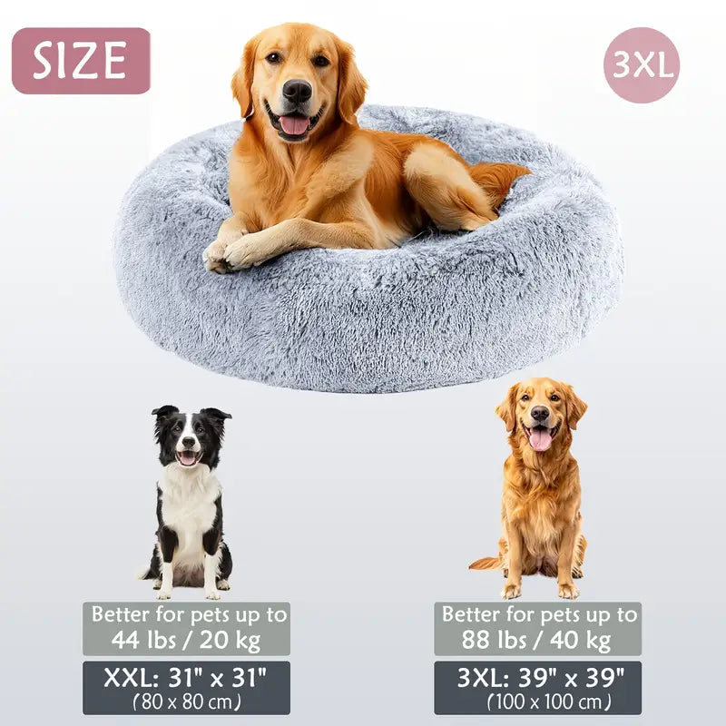Calming Donut Cuddler Pet Bed – Plush, Cozy & Anti-Anxiety Bed for Dogs & Cats (S-3XL)