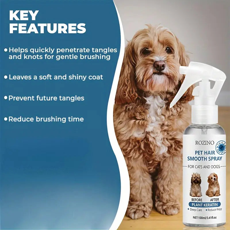 2-in-1 Professional Pet Hair & Flea Care System – Plant-Based Spray with Detangling Brush Attachment (100ml)