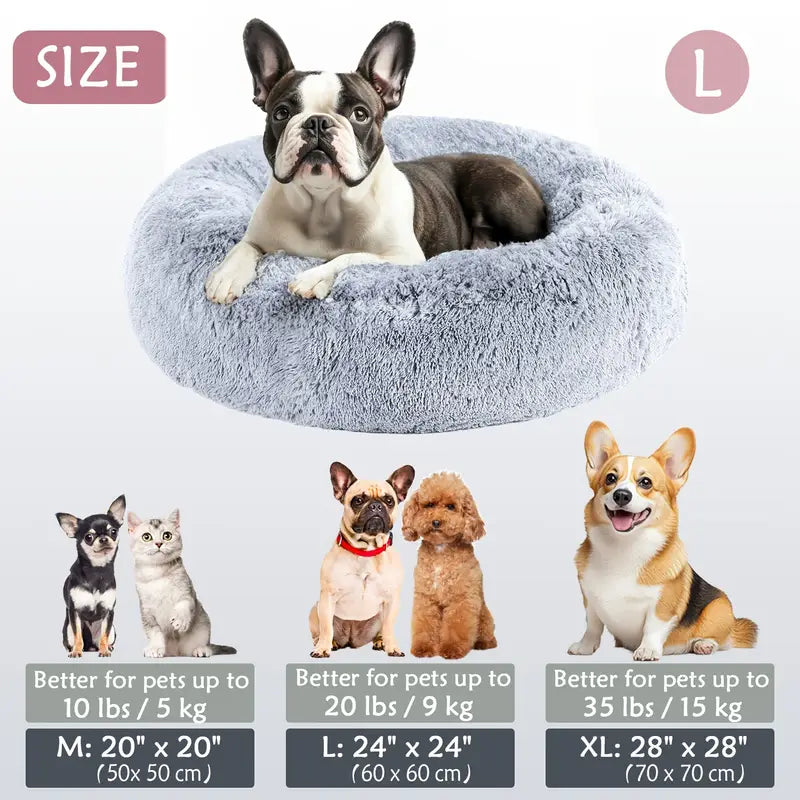 Calming Donut Cuddler Pet Bed – Plush, Cozy & Anti-Anxiety Bed for Dogs & Cats (S-3XL)
