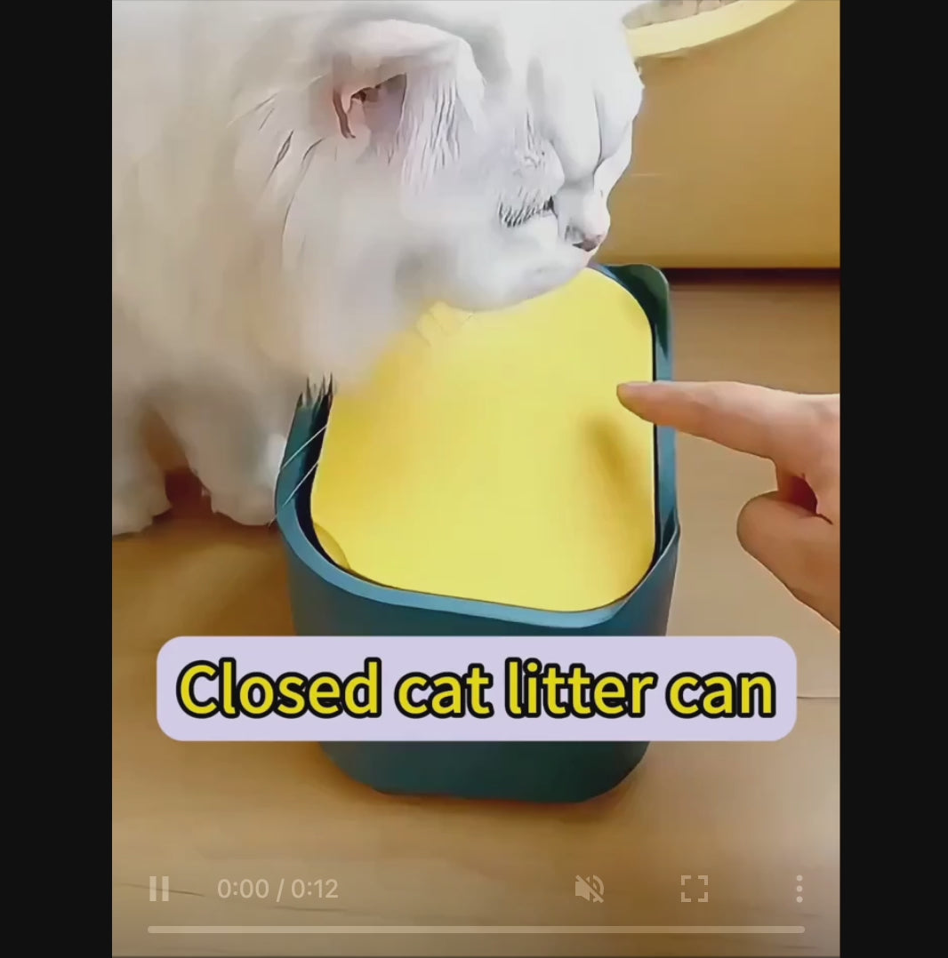 Automatic Self-Closing Cat Litter Bin – Odor-Proof, Hands-Free Flush System with Shovel, Compact & Durable for Multi-Cat Homes