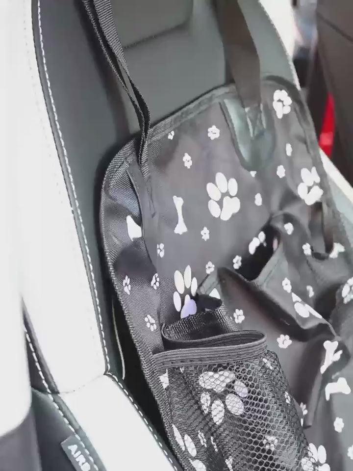 Durable Polyester Car Front Seat Dog Basket with Side Pockets & Seat Belt Cover